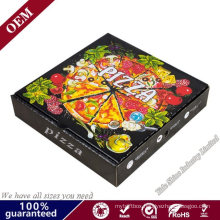 Reusable Biodegradable Fast Food Delivery Paper Packaging Box Cartoon Pattern 10/12 Inch White Black Pizza Packing Box